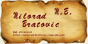 Milorad Bratović vizit kartica